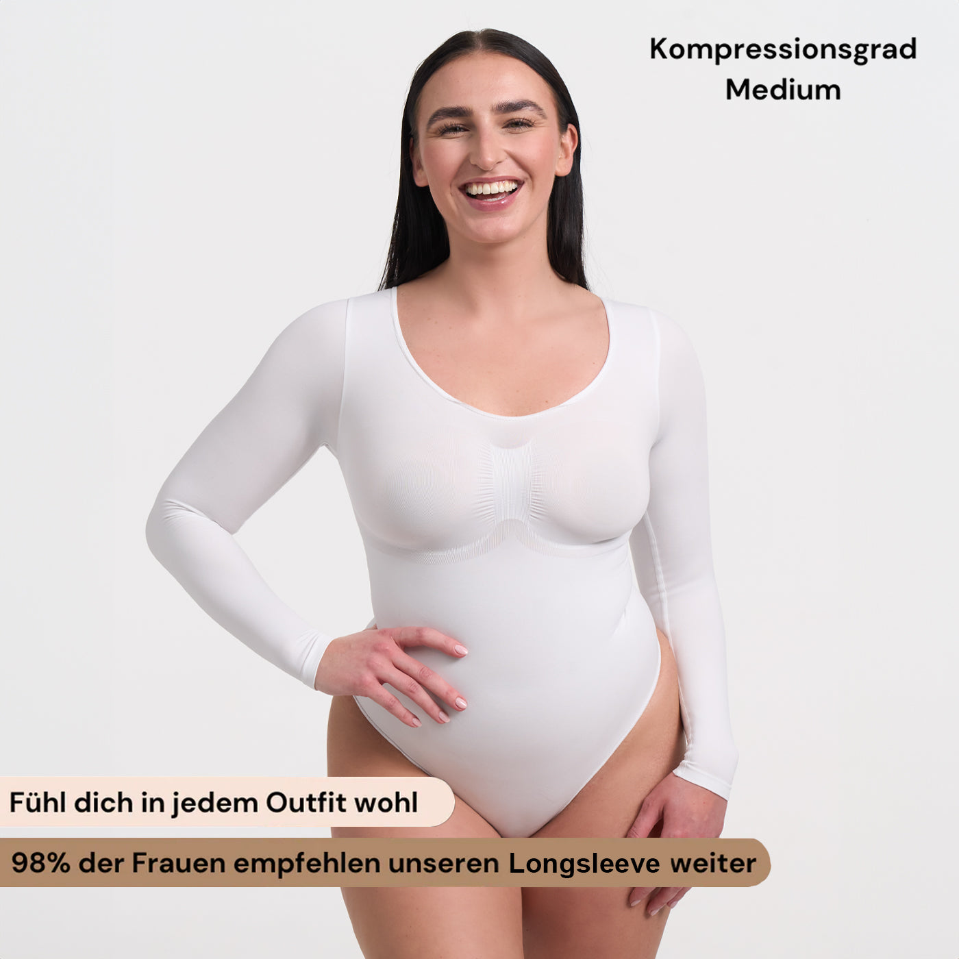 Bodysuit Sculpting Shapewear Longsleeve mit String