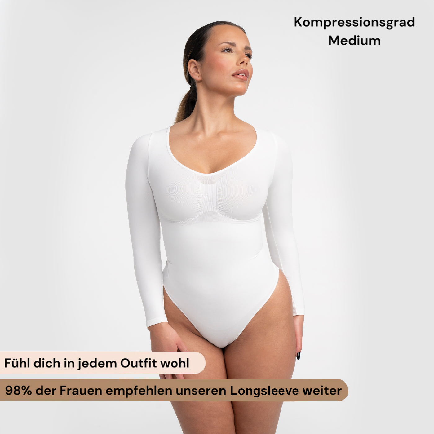 Comfort Bodysuit Sculpting Shapewear Longsleeve mit String - Secret Sales