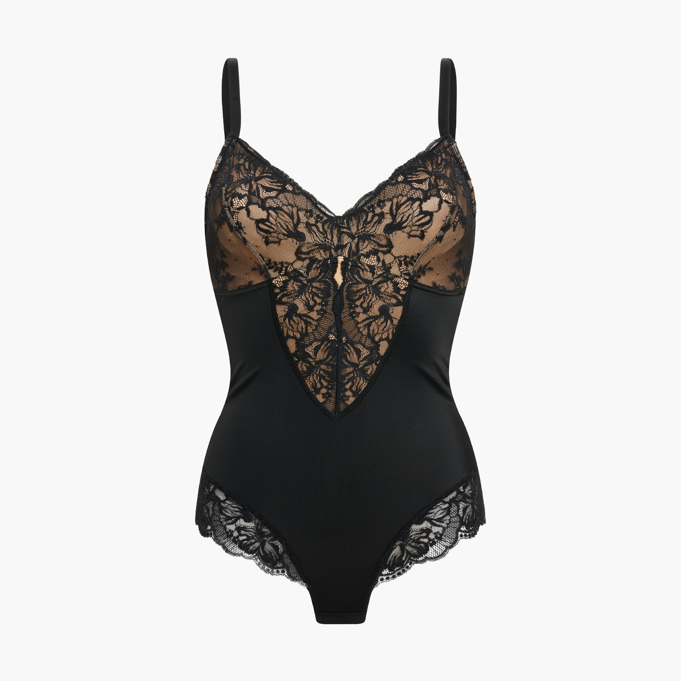 Sculpting kanten shapewear bodysuit met slip