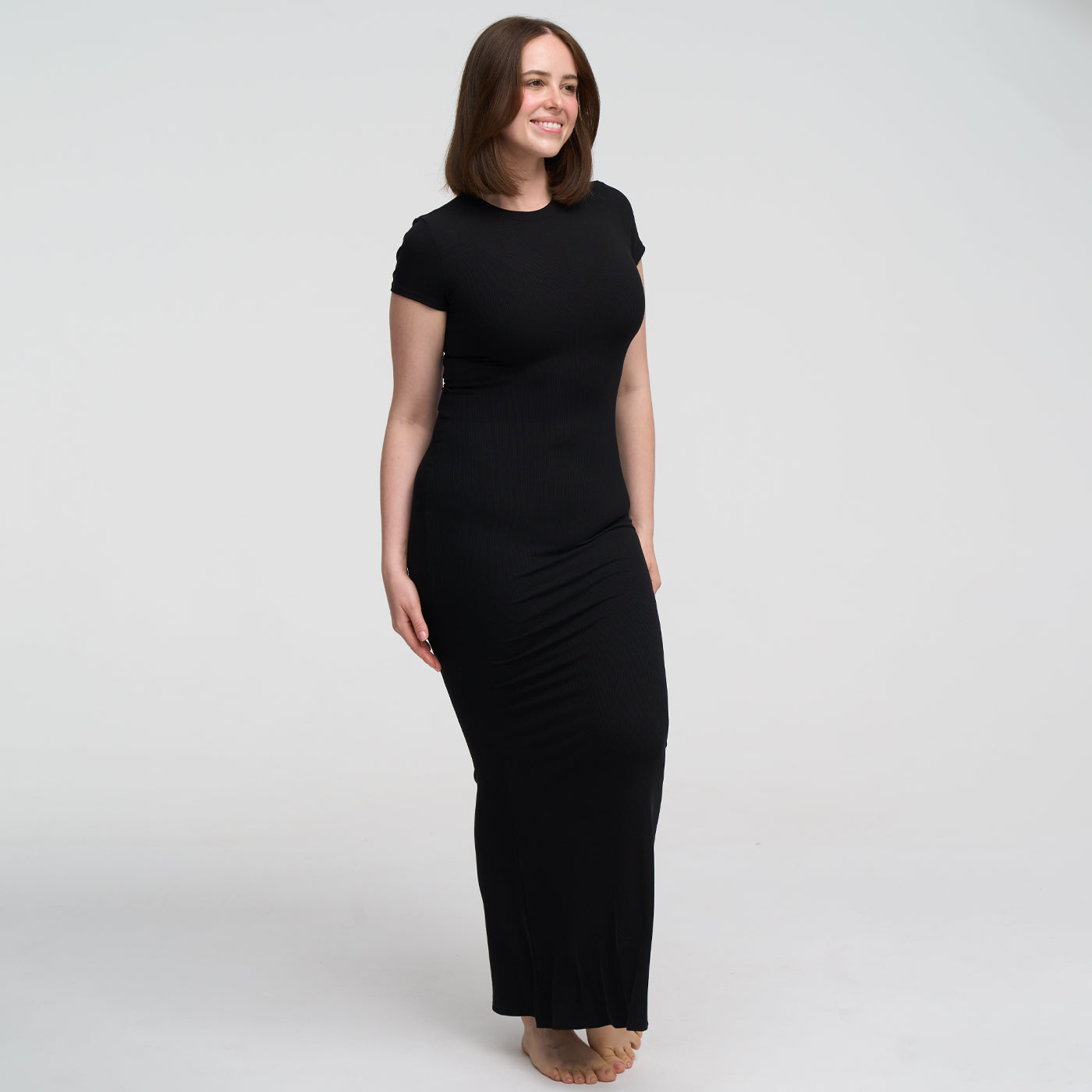 Geribbelde t-shirt maxikleid