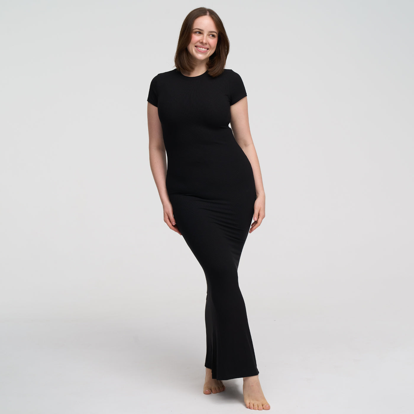 Geribbelde t-shirt maxikleid