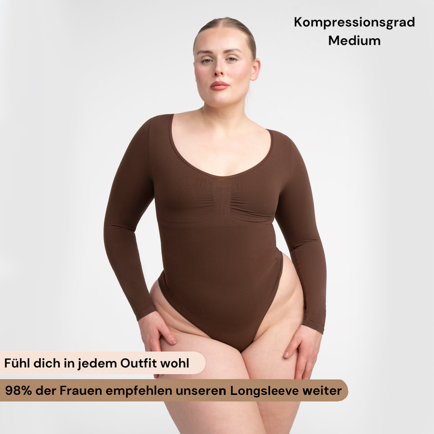 Comfort Bodysuit Sculpting Shapewear Longsleeve mit String - Secret Sales